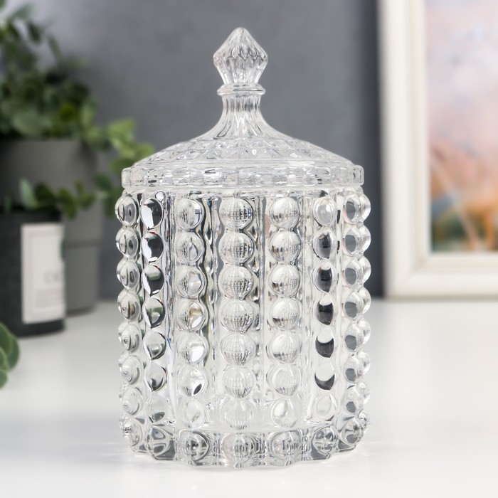 Шкатулка стекло цилиндр "Пузырьки и купол" прозрачный 16х8,5х8,5 см - Фото 1