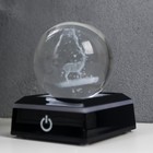Сувенир стекло подсветка "Олень" d=6 см подставка LED от 3AAA, провод USB 9х7х7 см - фото 21440035