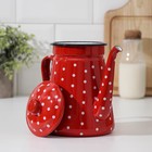 Кофейник «Горошек», 1,5 л, 21,5×13×21,5 см, цвет красный - Фото 2
