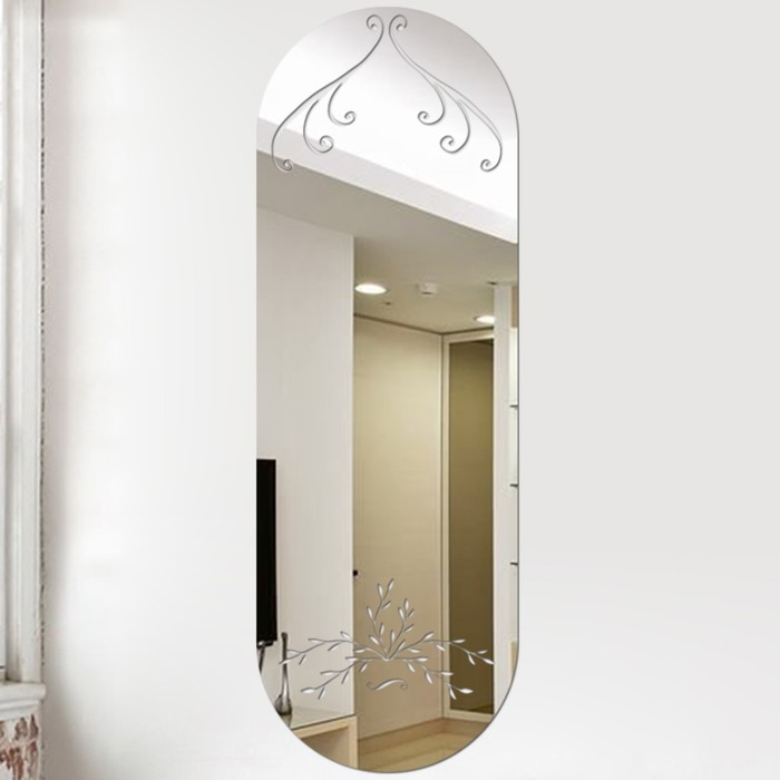 Зеркало настенное, наклейки интерьерные, зеркальные, декор на стену, панно 45 х 15 см - Фото 1