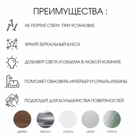 Наклейки интерьерные "Ромбы", зеркальные, декор настенный, панно 60 х 35 см, 5 эл