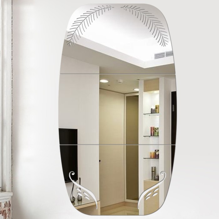 Зеркало настенное, наклейки интерьерные, зеркальные, декор на стену, панно 60 х 30 см - Фото 1