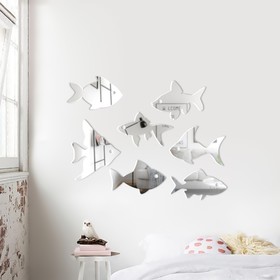 Наклейки интерьерные "Рыбки", зеркальные, декор на стену, набор 7 шт, шт 15 х 16.3 см