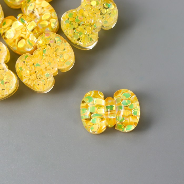 Декор для творчества пластик "Жёлтый бантик" кристалл 1х1,4 см - Фото 1