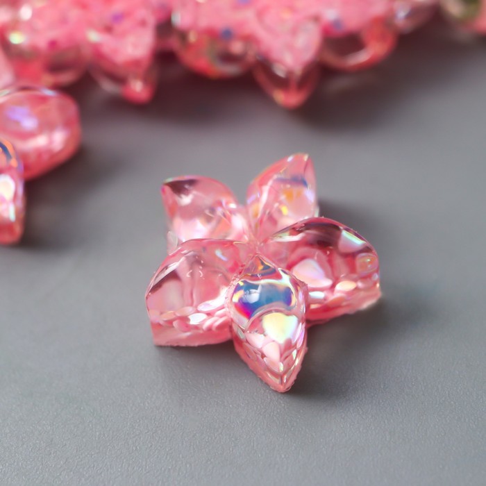 Декор для творчества пластик "Цветок-пятилистник нежно-розовый" кристалл 1,4х1,4 см - фото 1911658985