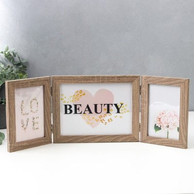 Фоторамка - коллаж на 3 фото 10×15 см, 15×20 см «Бук», пластик, 18×49 см