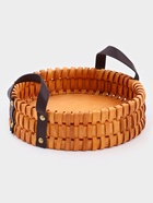 Поднос-корзинка для завтрака Доляна «Массив», с ручками из искусственной кожи, d=25 см - Фото 3