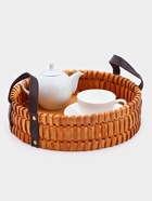 Поднос-корзинка для завтрака Доляна «Массив», с ручками из искусственной кожи, d=29 см - Фото 2