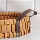 Поднос-корзинка для завтрака Доляна «Массив», с ручками из искусственной кожи, d=29 см - Фото 3