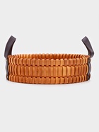 Поднос-корзинка для завтрака Доляна «Массив», с ручками из искусственной кожи, d=29 см - Фото 3