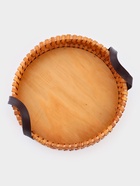 Поднос-корзинка для завтрака Доляна «Массив», с ручками из искусственной кожи, d=29 см - Фото 4