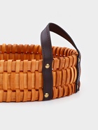 Поднос-корзинка для завтрака Доляна «Массив», с ручками из искусственной кожи, d=29 см - Фото 5