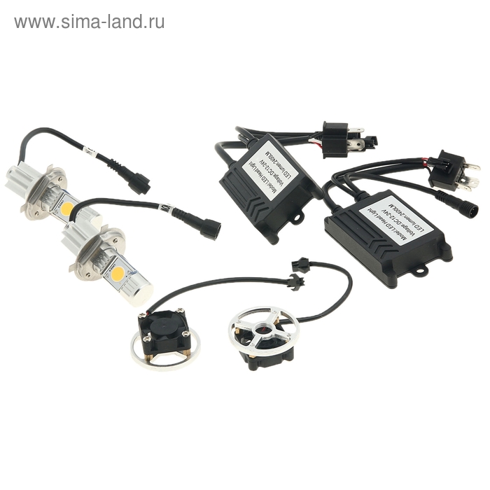 Набор светодиодных ламп Н4, ближний/дальний, 50 Вт, 2400 лм, 5000 K, LED CREE - Фото 1