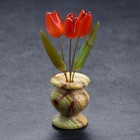 Цветок в горшке "Тюльпан" 3 цветка, оникс малая - Фото 1