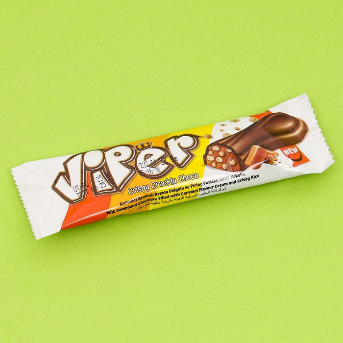 Молочный шоколад Viper с начинкой  сливок со вкусом карамели и слоеного риса 22г - Фото 1