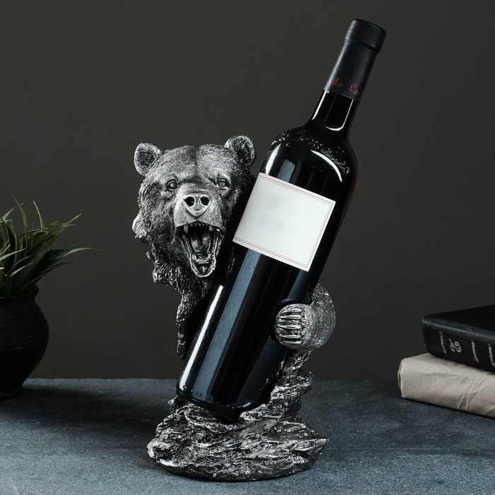 Подставка для бутылки «Медведь», 25×14×15 см, сталь - Фото 1