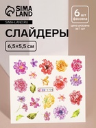 Слайдеры для ногтей «Пионы», разноцветные - Фото 1