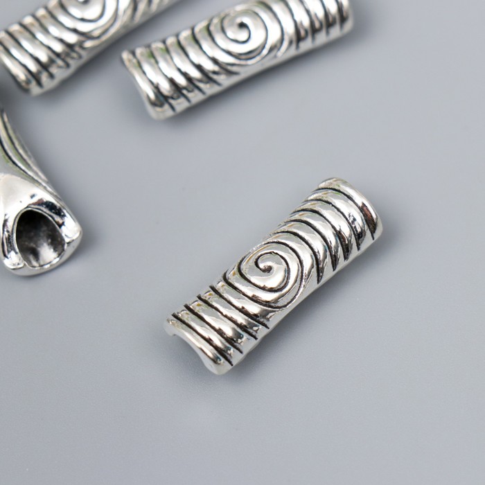 Бусина для творчества металл "Спираль" серебро G470B705 1х2,8 см - Фото 1