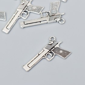 Декор для творчества металл "Пистолет" серебро G335B670 2х3,5 см