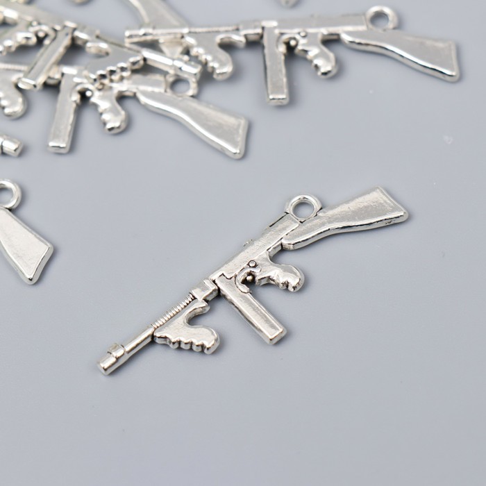 Декор для творчества металл "Винтовка" серебро G280B560 1,4х4,4 см - Фото 1