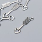 Декор для творчества металл "Стрела с сердцем-наконечником" серебро G100B599 3х0,8 см - Фото 1