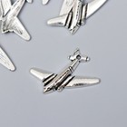 Декор для творчества металл "Пассажирский самолёт" серебро G172B516 3,1х2,5 см - фото 318733036