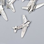 Декор для творчества металл "Пассажирский самолёт" серебро G172B516 3,1х2,5 см - Фото 2