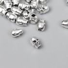 Бусина для творчества металл "Череп" серебро G097B969 0,9х0,6 см - Фото 1