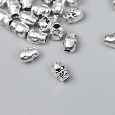 Бусина для творчества металл "Череп" серебро G097B969 0,9х0,6 см