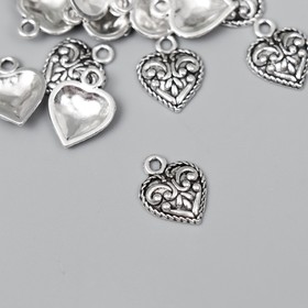 Декор для творчества металл "Сердце узорчатое" серебро G062B743 набор 25 шт 1,5х1,1 см
