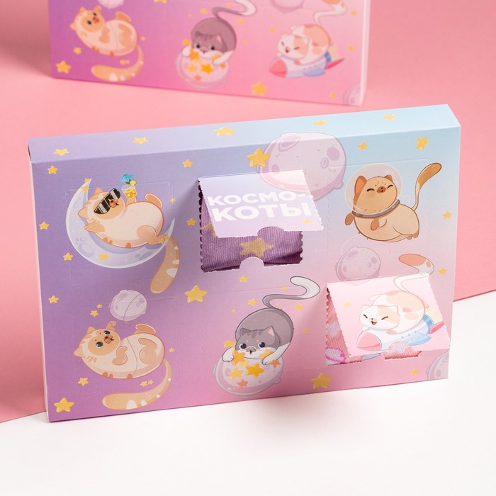 Подарочный набор носков «Космо-котики», адвент, 6 пар, 14-16 см