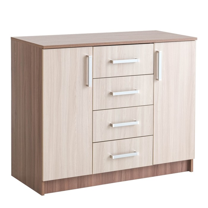 Комод напольный для спальни «Аура», 4 ящика, 2 дверцы, 820×1000×440 мм, цвет ясень шимо тёмный/светлый - Фото 1