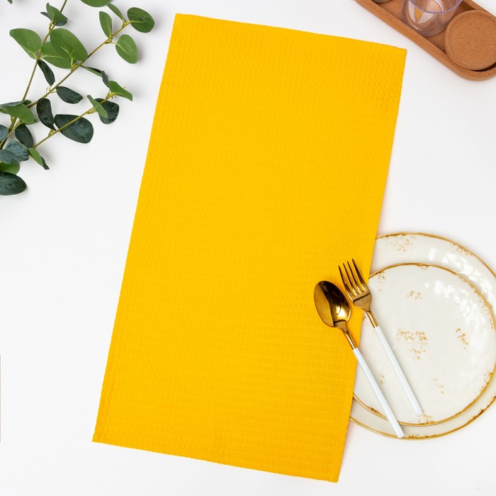 Полотенце 45×60 см, жёлтый, вафля, 240 г/м², хлопок 100% - Фото 1