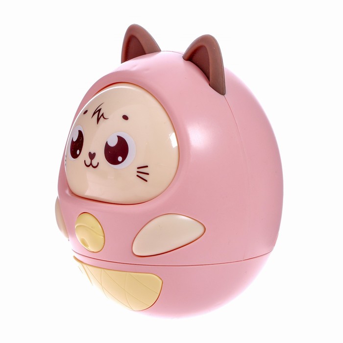 Музыкальная игрушка «Котик-неваляшка», звук, свет, цвет розовый - фото 1907350055