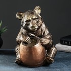 Копилка "Медведь с бочонком" бронза, 27х24х28см - Фото 2
