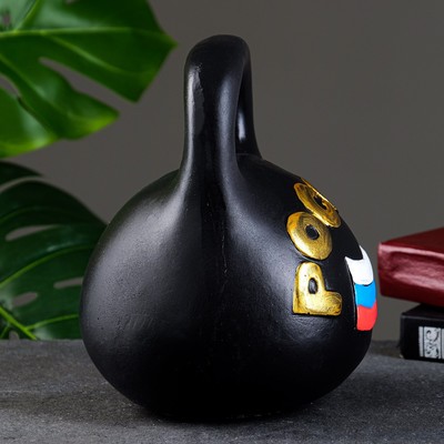 Копилка для денег «Гиря», гипс, черная с золотом, 17×20 см