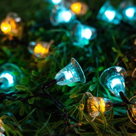 

Гирлянда «Нить» 4.5 м с насадками «Колокольчики», IP44, тёмная нить, 30 LED, свечение жёлтое/аквамарин, 2 режима, солнечная батарея, УЦЕНКА