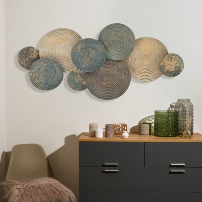 Декор настенный, панно металл «Плетение», голубые оттенки, 56.5×7×114 см