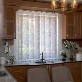 Тюль на кухню со шторной лентой, 145х285 см, цвет белый, 100% полиэстер