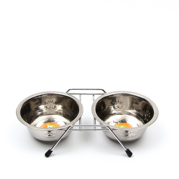 Набор из 2 рельефных мисок на подставке, 2 х 350 мл - Фото 1