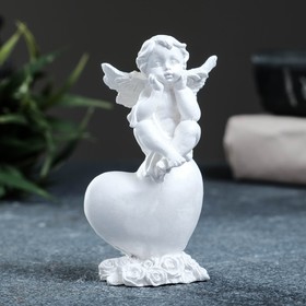 Фигура 'Ангел сидит на сердце' перламутровый, 4х9х3см