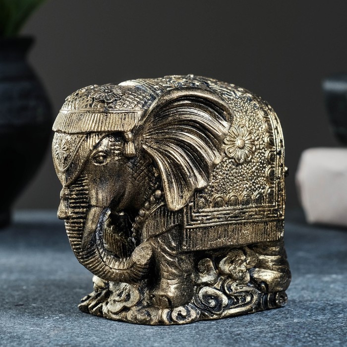 Фигура "Индийский слон" старое золото, 12х7х6см - Фото 1