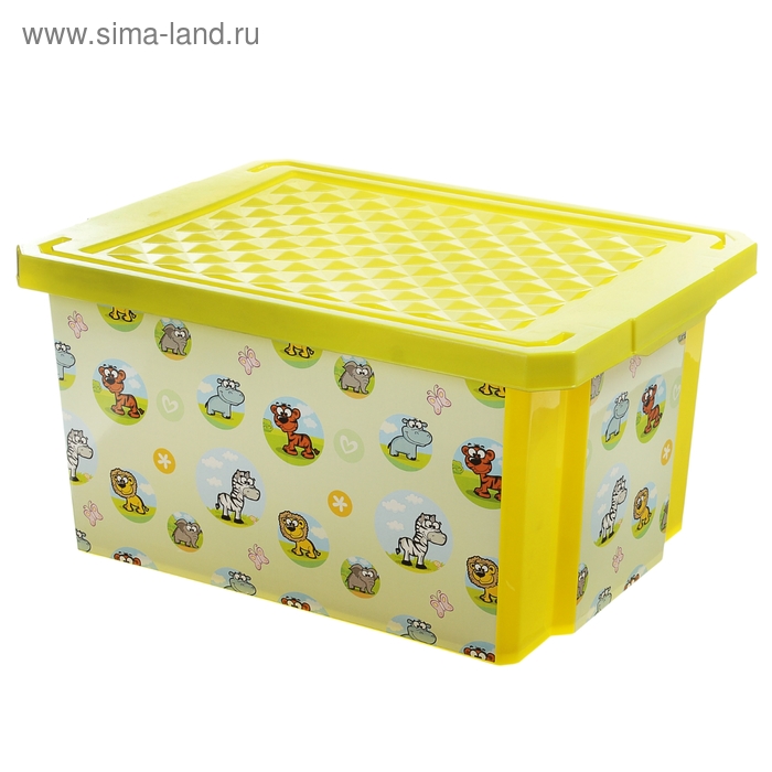 Ящик для игрушек 17 л X-BOX Africa с крышкой, цвет лимонный - Фото 1