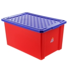 Ящик для игрушек Little Angel «Лего», 57 л, на колесах с крышкой, цвет красный - Фото 1