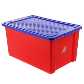Ящик для игрушек Little Angel «Лего», 57 л, на колесах с крышкой, цвет красный