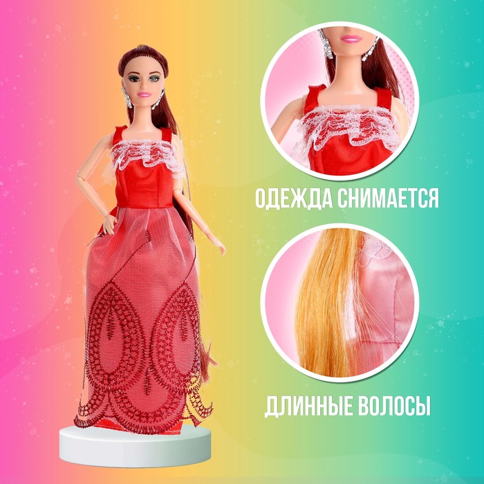 Кукла-модель шарнирная «Синтия» в платье, длинные волосы, МИКС 52338