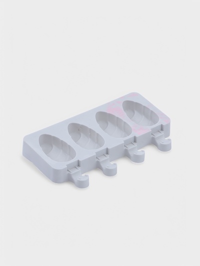 УЦЕНКА Форма для мороженого «Клубника со сливками», 19.5×11.5×2.4 см, 4 ячейки (6.7×3.7 см), белая