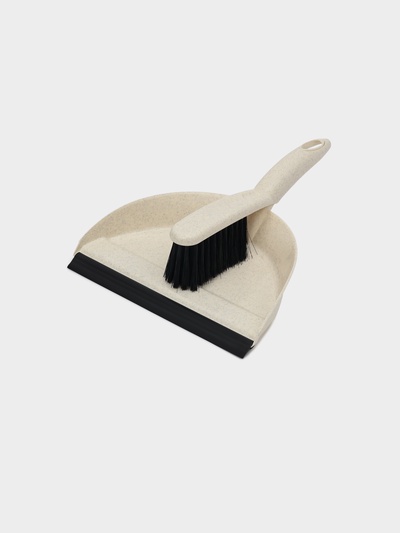 Щётка-смётка для пола с совком Malta, с кромкой, бежевая