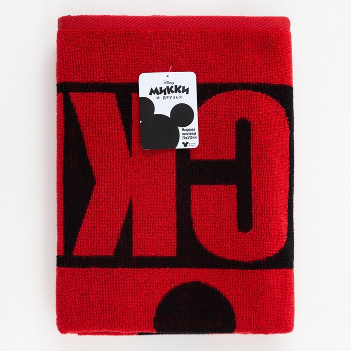 Полотенце махровое Mickey "Микки Маус", красный, 70х130 см, 100% хлопок, 420гр/м2 - фото 1908811377
