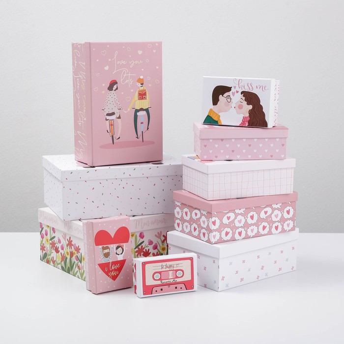 Набор коробок 10 в 1, упаковка подарочная, «LOVE», 12 х 7 х 4 - 32.5 х 20 х 12.5 см